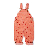 Heart Print Corduroy Overalls