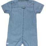 Baby Boys Light Wash Denim Button-Up Romper