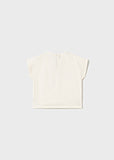 Girls Cream Knot T-Shirt with Crochet Appliqué