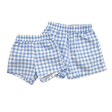 Elastic waist, unisex swim shorts in our baby blue gingham print. Pair with our matching rashguard for fun in the sun.