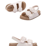 White & Brown Buckle Sandals