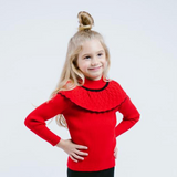 Red Pointelle Sweater
