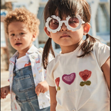 Girls Cream Knot T-Shirt with Crochet Appliqué